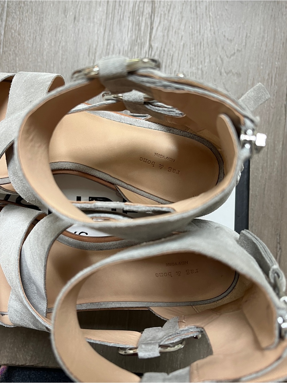Rag & Bone Gray Suede Crisscross Ankle Strap Sandals - Women - Picture 9 of 11